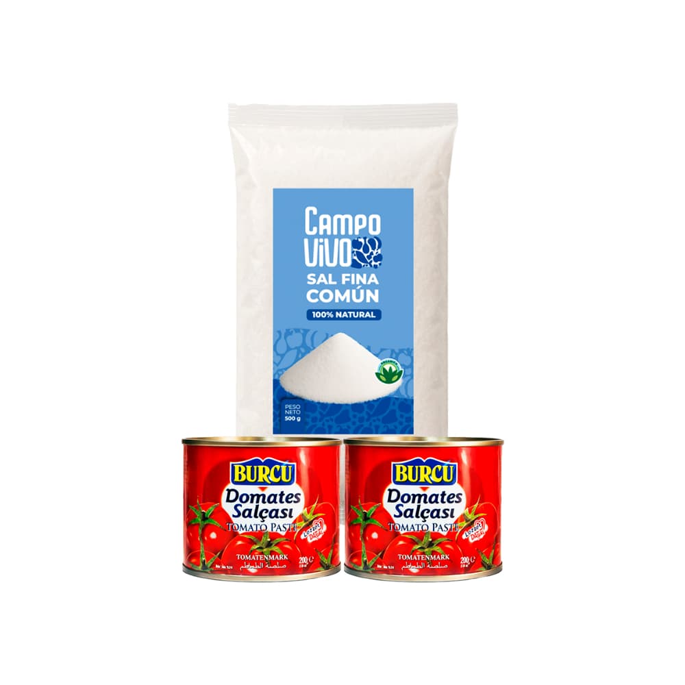 Combo básico: Pasta de tomate Burcu + Sal fina común Campo Vivo - Imagen 1