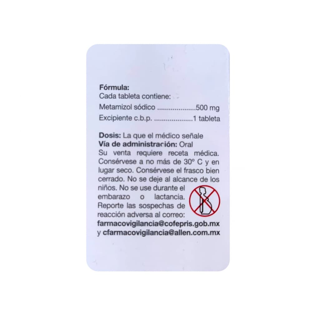 Metapirona. Metamizol sódico 500 mg Avitus (10 tabletas) - Miniatura 2