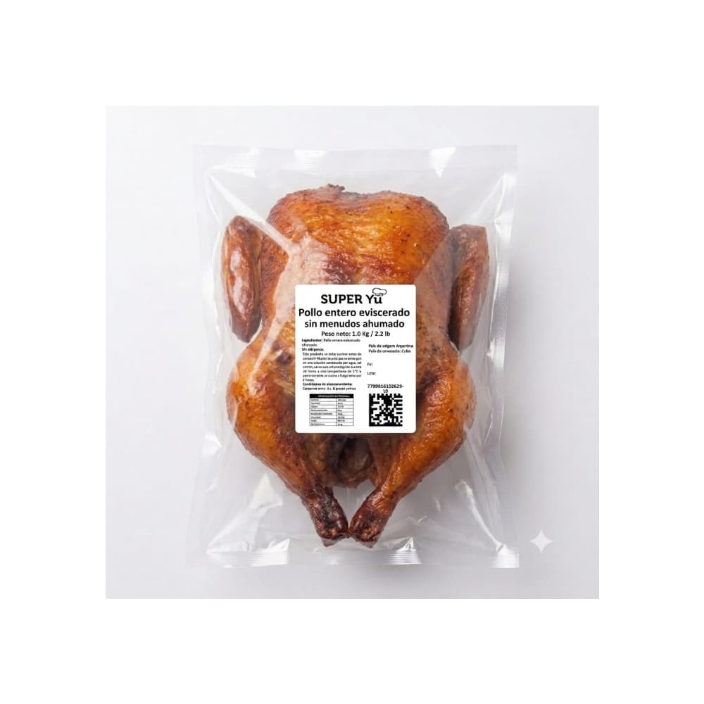 Pollo entero eviscerado sin menudos ahumados Super YU (1 kg / 2.2 lb) - Miniatura 3