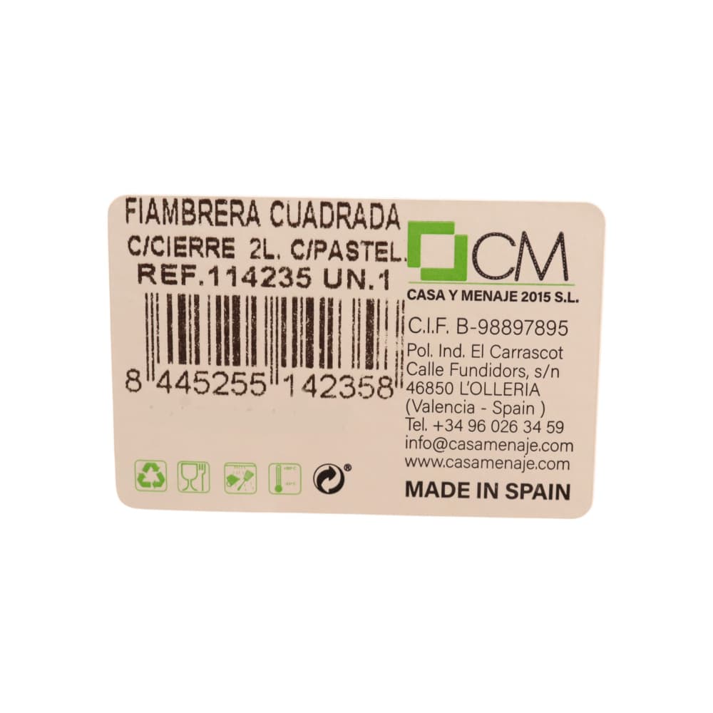Fiambrera cuadrada de plastico color azul 2 L Casa y Menaje - Miniatura 2