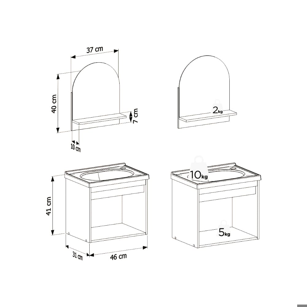 Mueble de baño jequitiba y blanco en madera Cozimax Jaspe - Miniatura 2