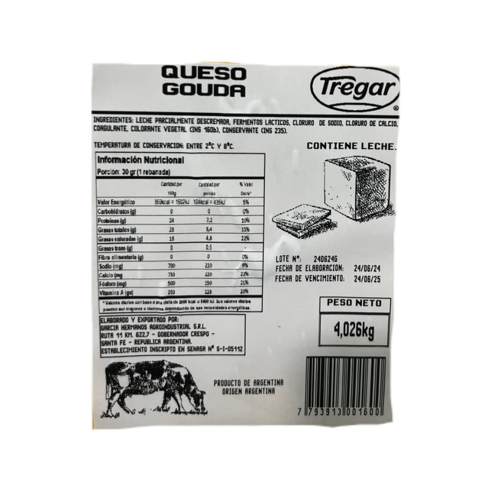 Queso gouda Tregar (4 kg / 8.8 lb) - Miniatura 2