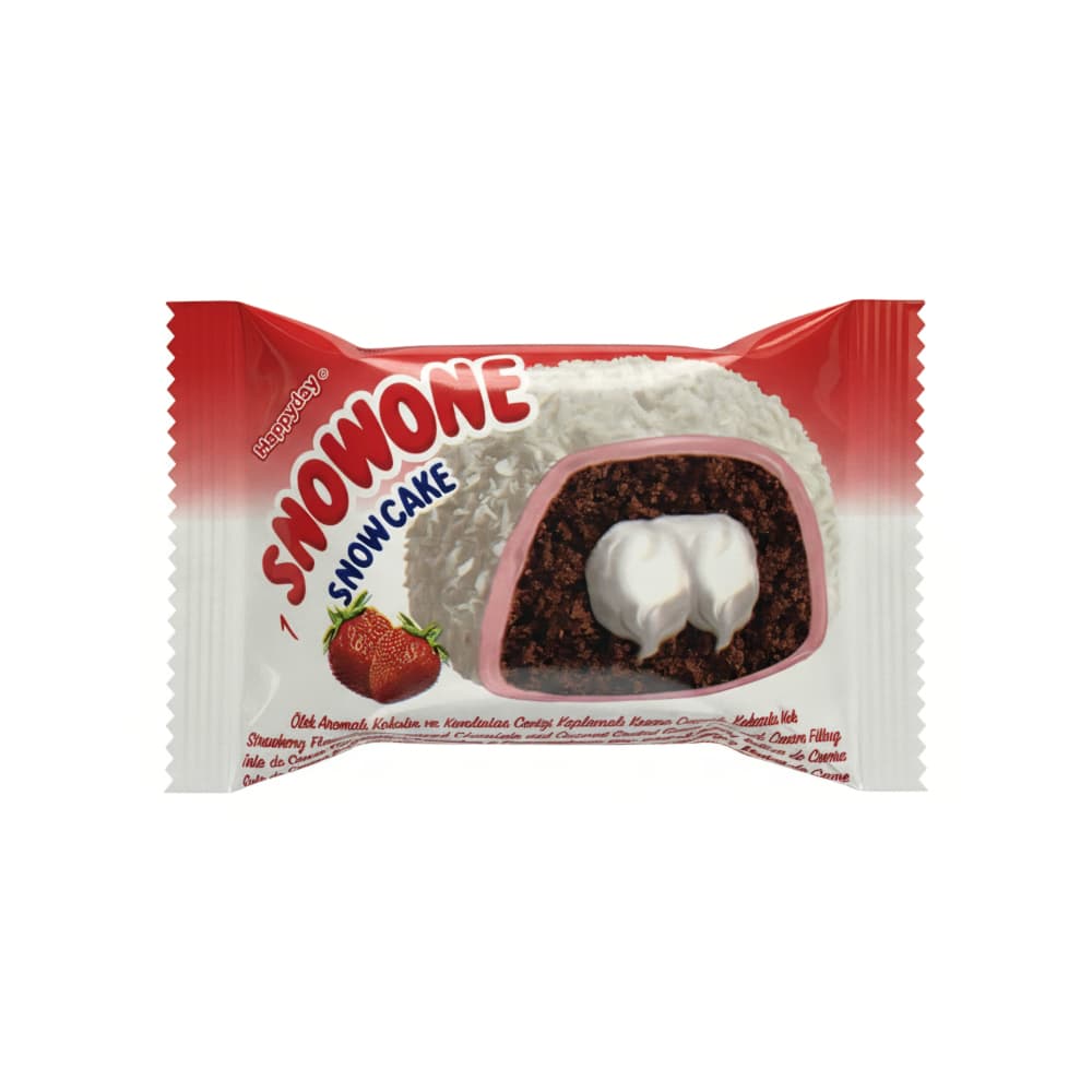 Pastel de chocolate relleno con crema y cubierto de fresa y coco Snowone Hazal (35 g / 1.23 oz) - Imagen 1