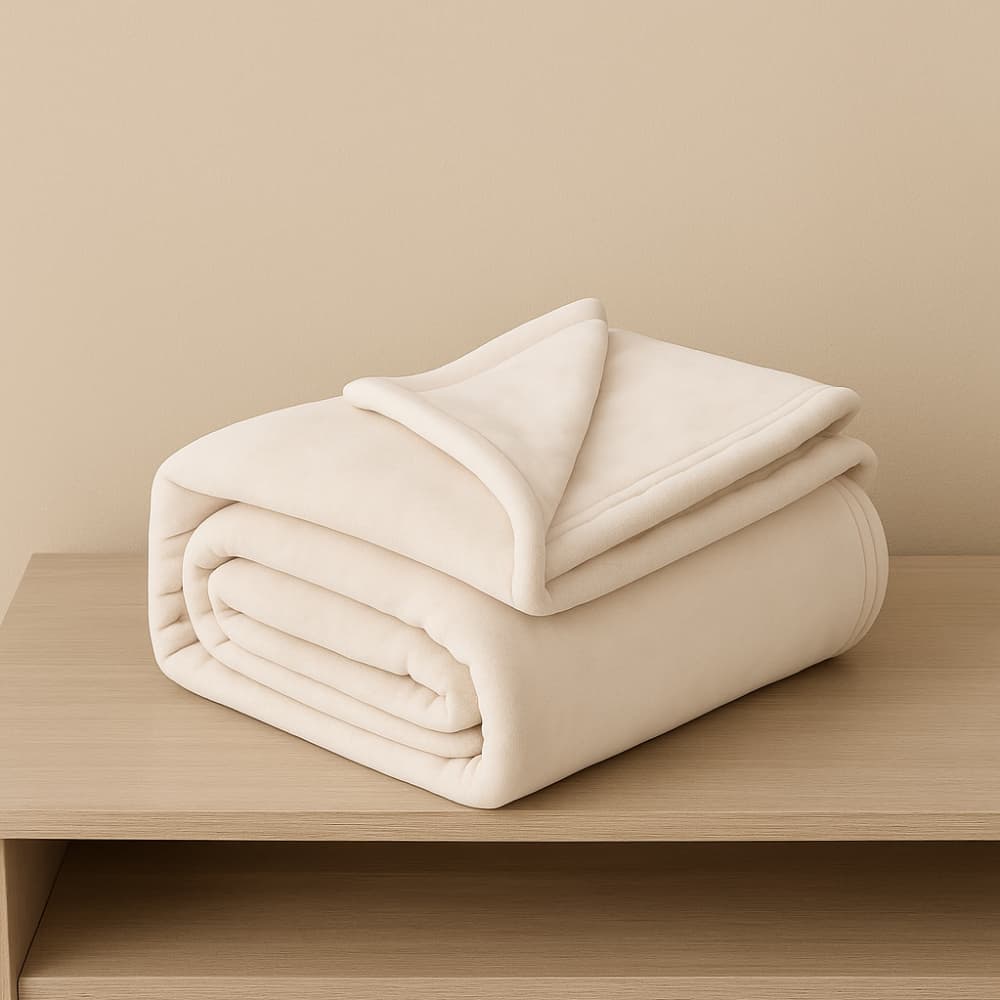 Colcha 100 % poliéster color blanco LGCL 150 cm x 200 cm - Miniatura 4