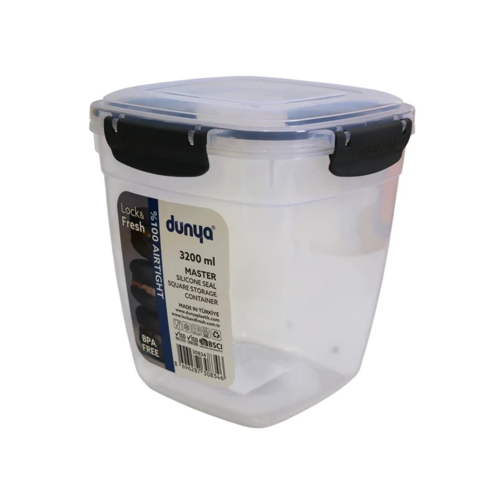 Fiambrera cuadrada de plástico de 3200 ml Dunya - Miniatura 3