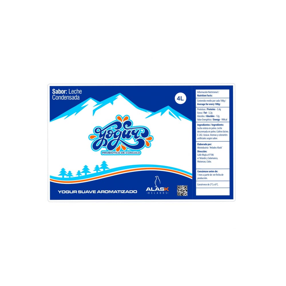 Yogurt probiótico de coágulo sabor leche condensada Alask (4 L) - Miniatura 2