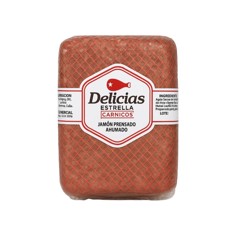 Jamón prensado ahumado Delicias Estrella (1 kg / 2.2 lb) - Imagen 1