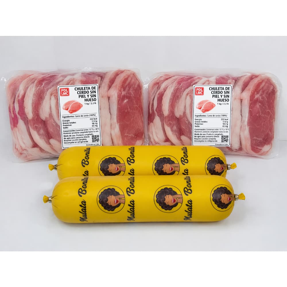 Chuleta de cerdo sin piel y sin hueso + Picadillo condimentado de pollo - Imagen 1