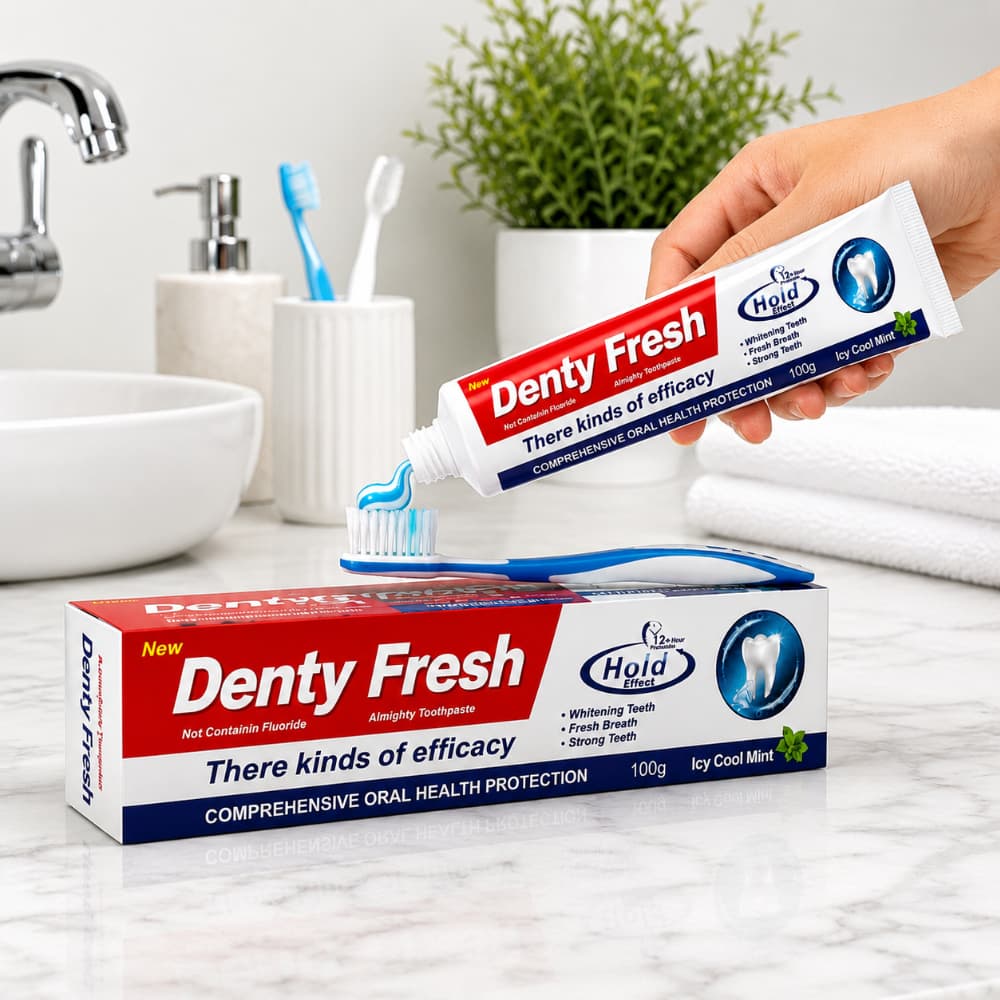 Pasta dental extra mentolada Denty Fresh (3 x 100 g / 3.5 oz) - Miniatura 2