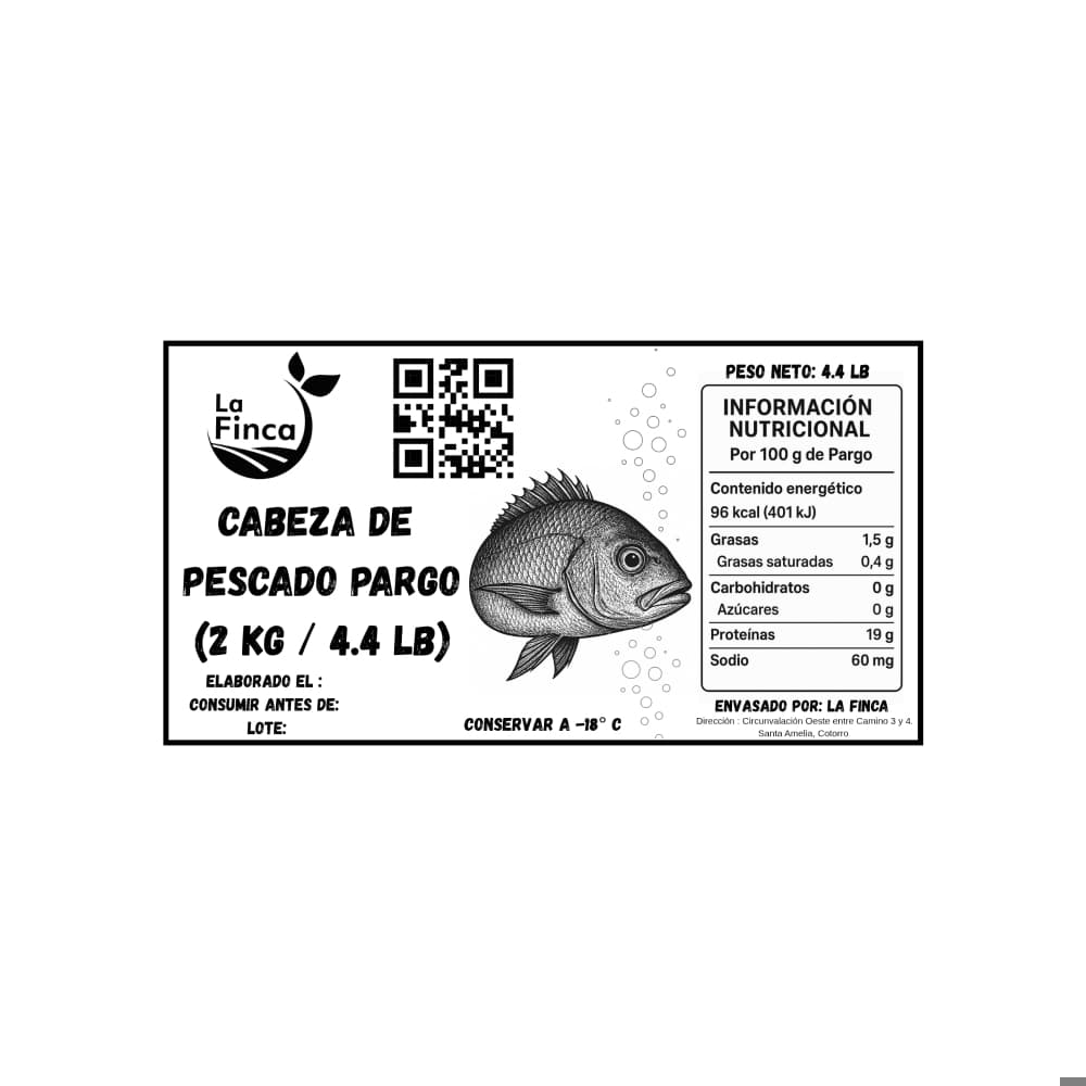 Cabeza de pescado pargo La Finca (2 kg / 4.4 lb) - Miniatura 2