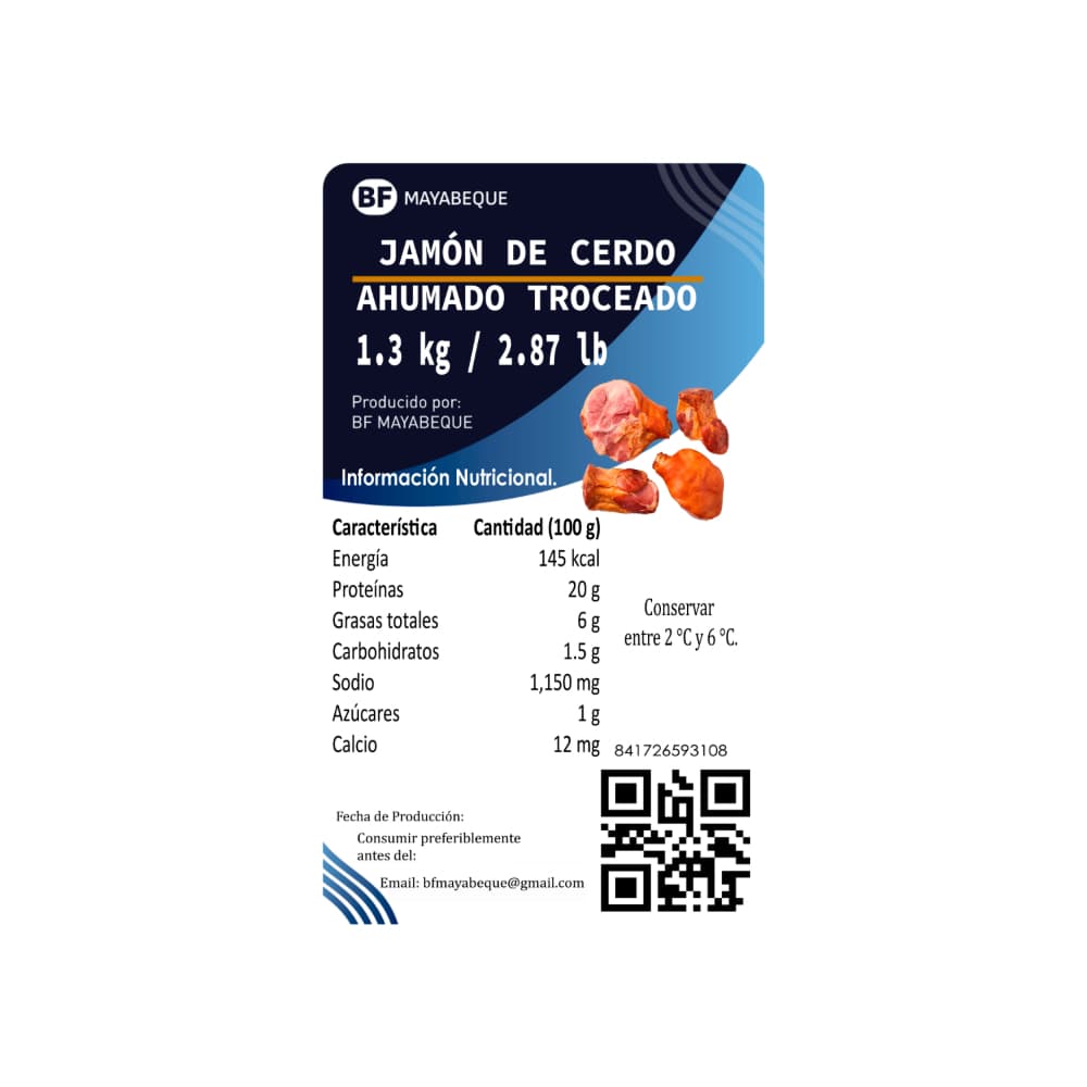 Jamón de cerdo ahumado troceado BF Mayabeque (1.3 kg / 2.87 lb) - Miniatura 3
