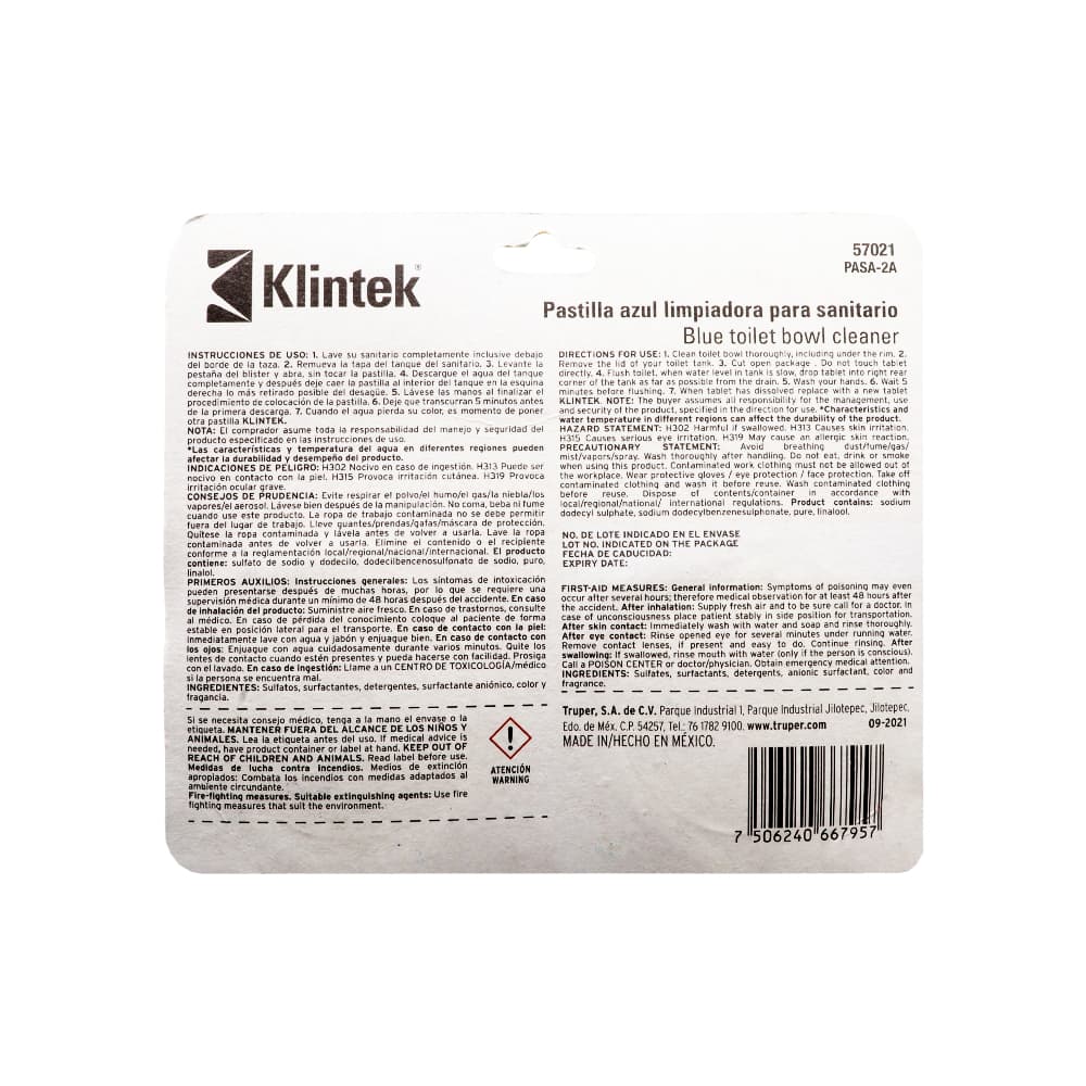Pastillas limpiadoras para sanitarios Klintek PASA-2A (2 x 48 g / 1.69 oz) - Miniatura 4