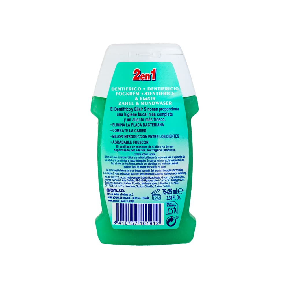 Dentífrico elixir clorofila S'nonas (100 ml / 3.38 oz) - Miniatura 2