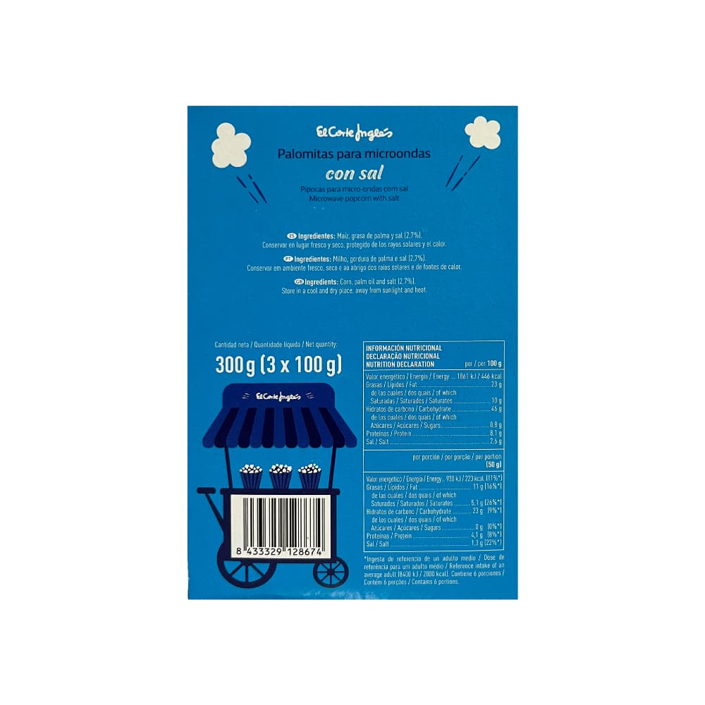 Palomitas para microondas con sal El Corte Inglés (300 g / 10.58 oz) - Miniatura 2