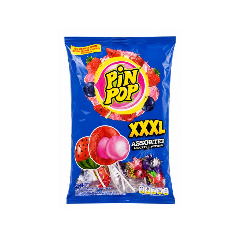 Chupa Chupa doble chicle sabor fresa, sandia y mora azul XXXL Pin Pop (480 g / 1.05 lb) - Miniatura 1