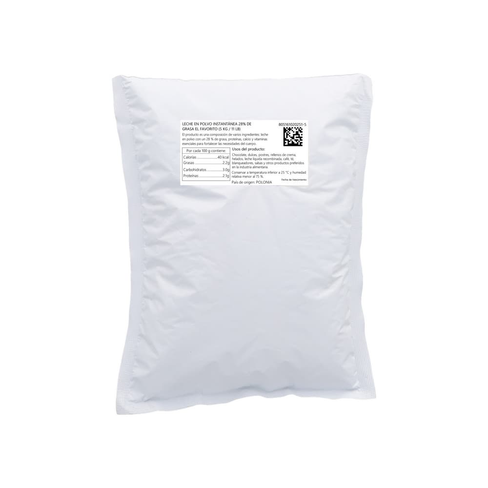Leche en polvo instantánea 28% de grasa El Favorito (5 kg / 11 lb) - Miniatura 2