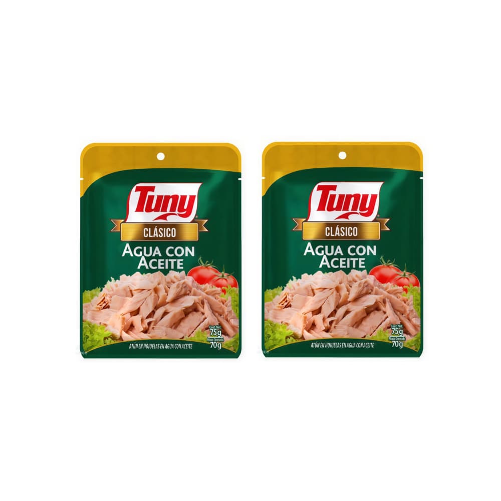 Atún en hojuelas en agua con aceite clásico Tuny (2 x 75 g / 2.64 oz) - Miniatura 1