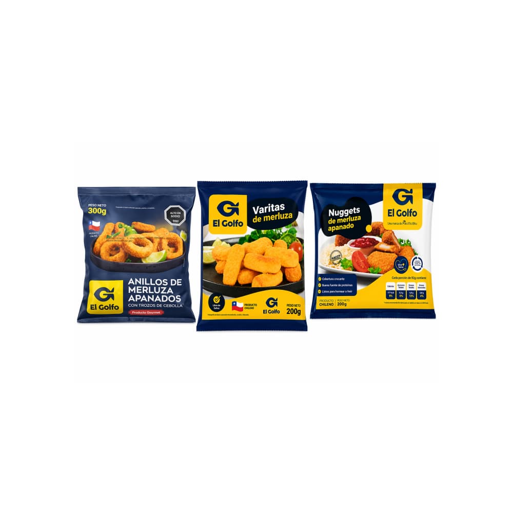 Varitas de merluza +Nuggets de merluza apanados + Anillos de merluza apanados con trozos de cebolla - Imagen 1