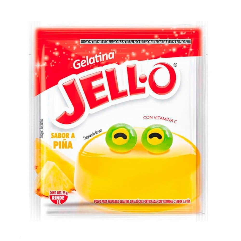 Gelatina sin azúcar fortificada con vitamina C sabor a piña Jell-O (25 g) - Imagen 1