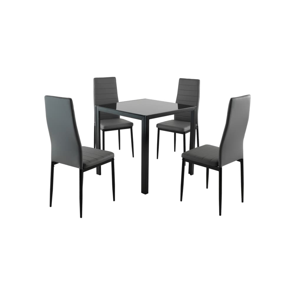 Juego de comedor Dowell: mesa con 4 sillas gris oscuro - Imagen 1