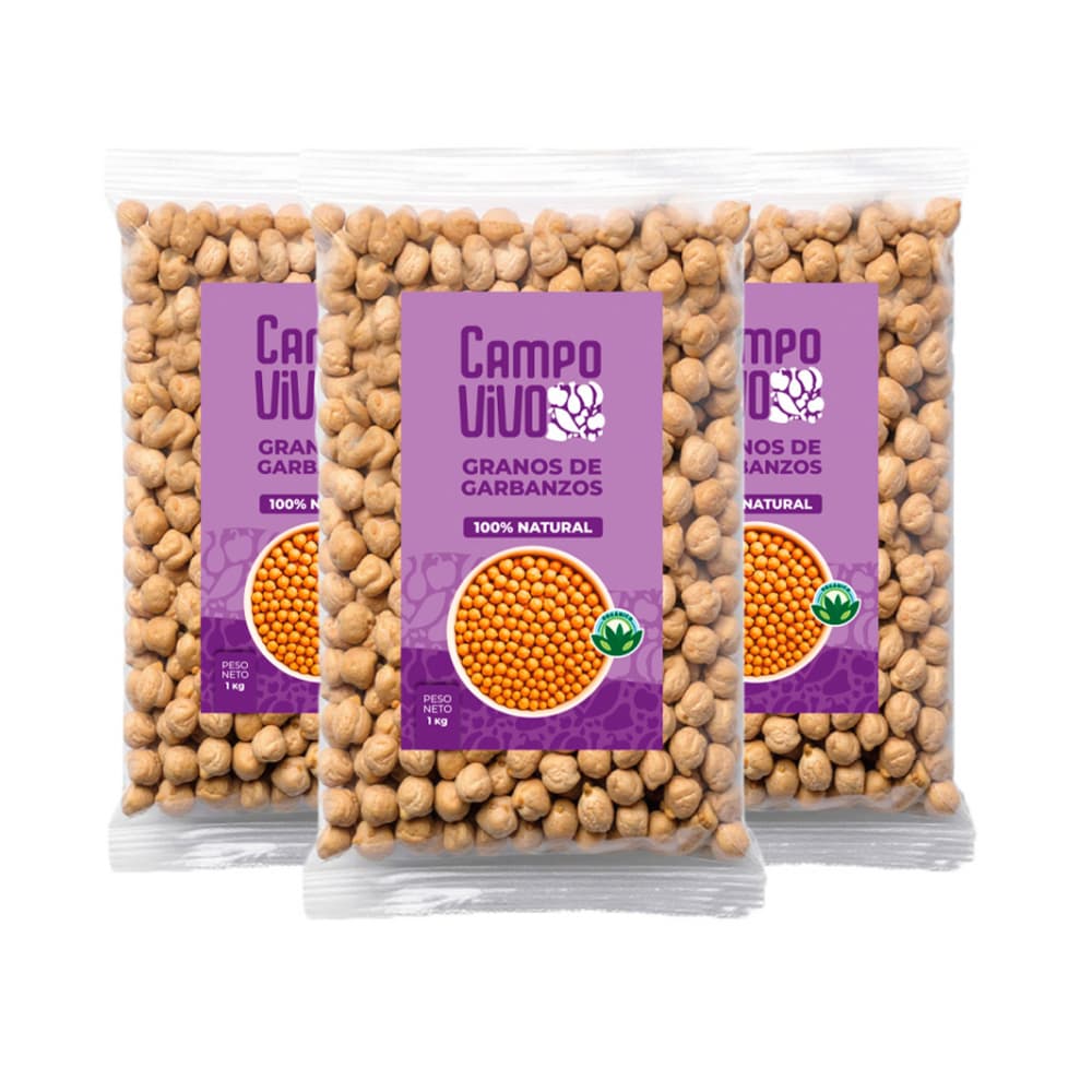Garbanzos Campo Vivo (3 x 1 kg / 2.2 lb) - Imagen 1
