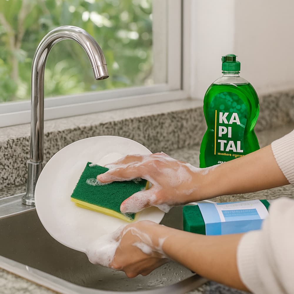 Combo esponja con fibra verde (3 U) + Estropajo de fibra para cocina Hada (10 U) - Miniatura 4