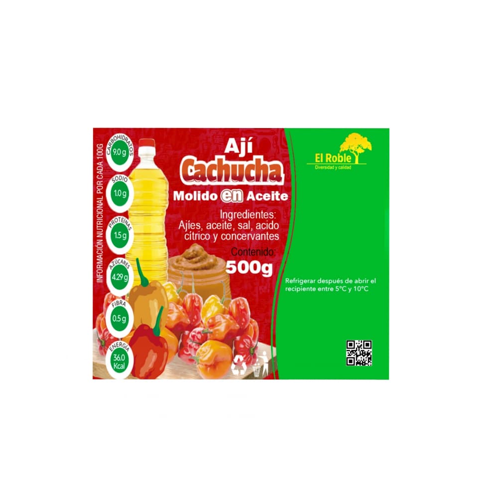 Ají cachucha molido en aceite El Roble (500 g / 1.10 lb) - Miniatura 2