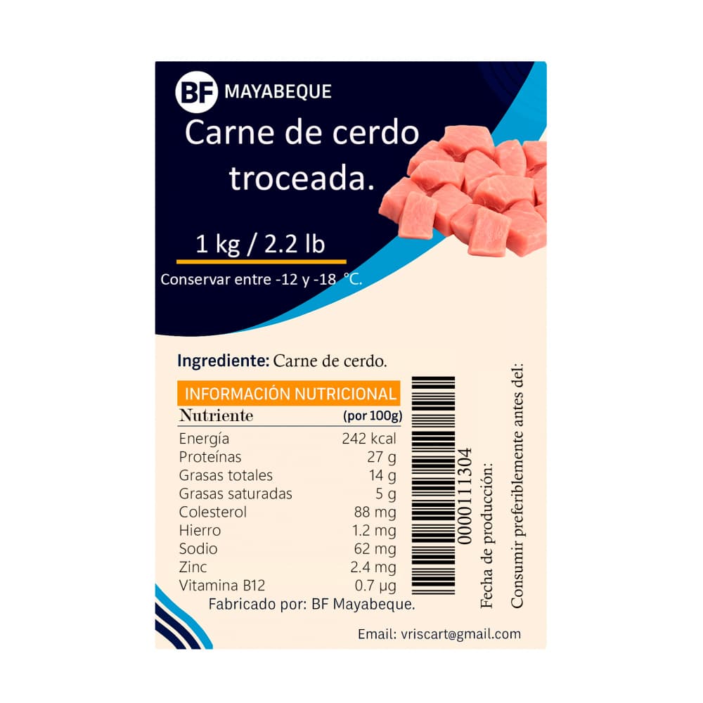 Carne de cerdo troceada BF Mayabeque (1 kg / 2.2 lb) - Miniatura 3