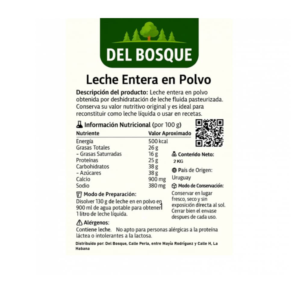 Leche en polvo entera Del Bosque (2 kg / 4.4 lb) - Miniatura 3