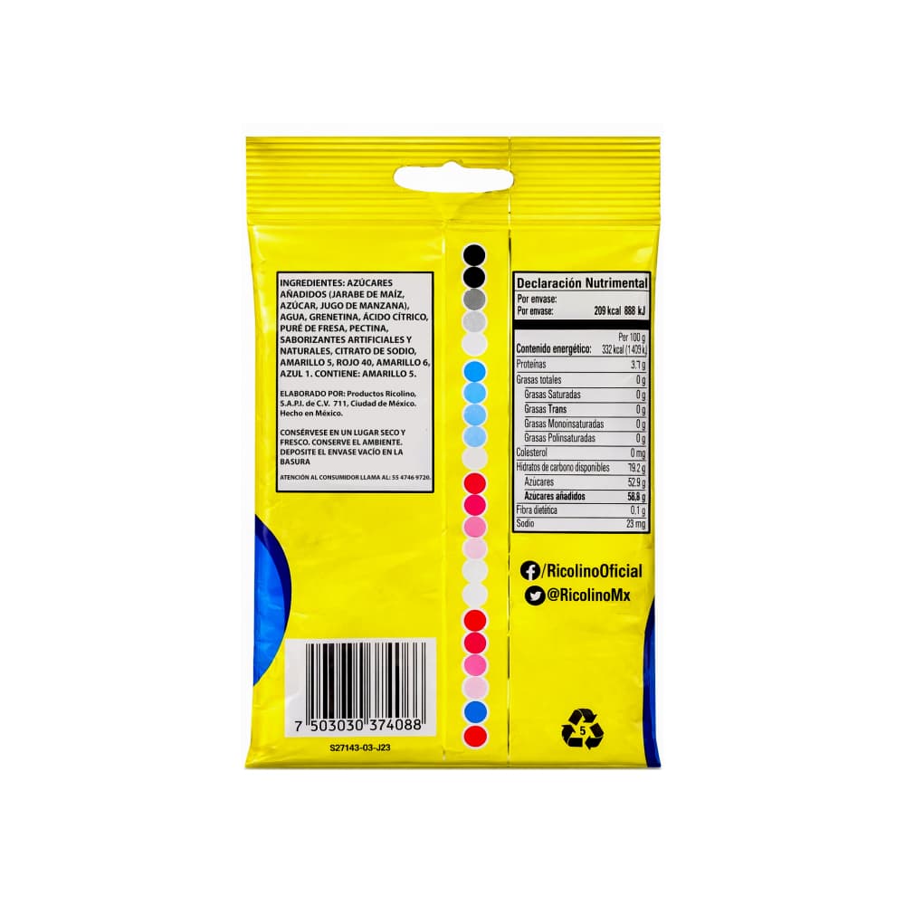 Gomitas con sabores frutales Ricolino (63 g / 2.2 oz) - Miniatura 4