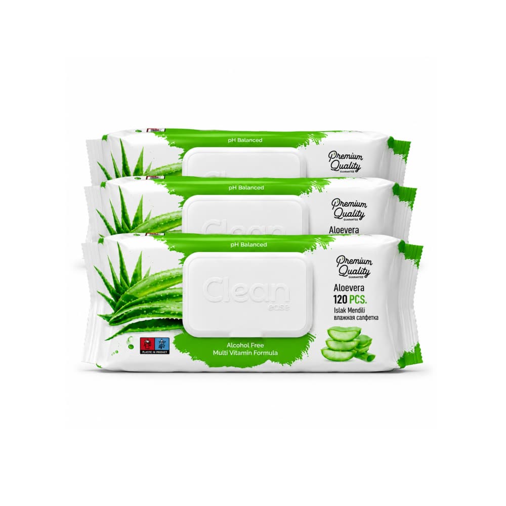 Toallitas húmedas Aloe Vera Clean ease (3 x 120 U) - Miniatura 1