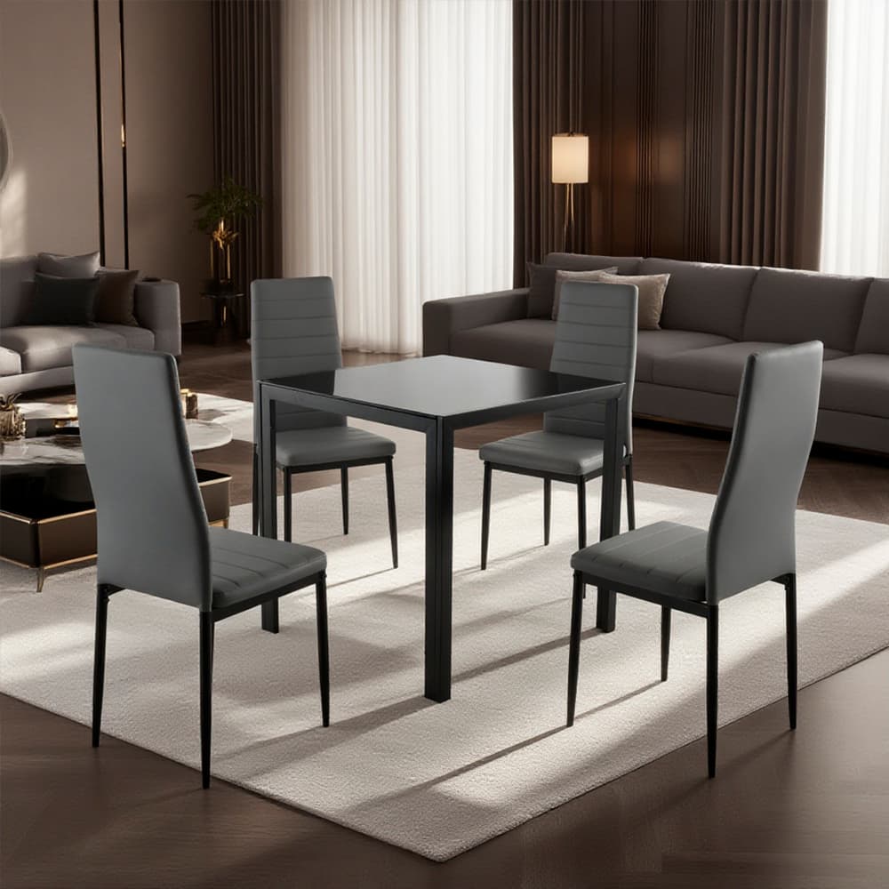 Conjunto de 4 sillas de comedor color gris oscuro Dowell - Miniatura 2