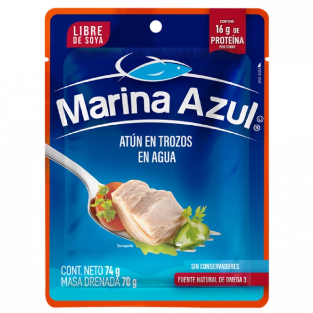 Atún en trozos en agua Marina Azul (74 g / 2.6 oz) - Imagen 1