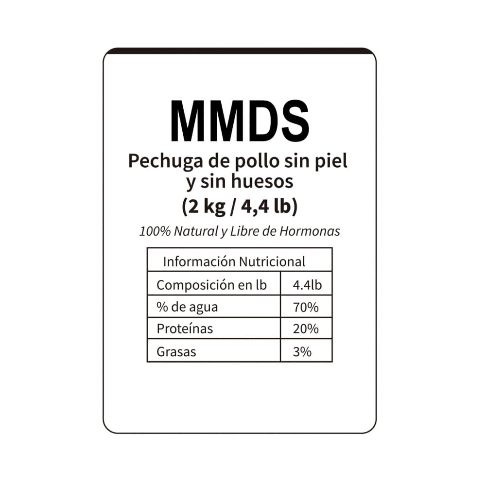Paquete de pechuga de pollo sin piel y sin hueso MMDS (2 kg / 4.4 lb) - Miniatura 2