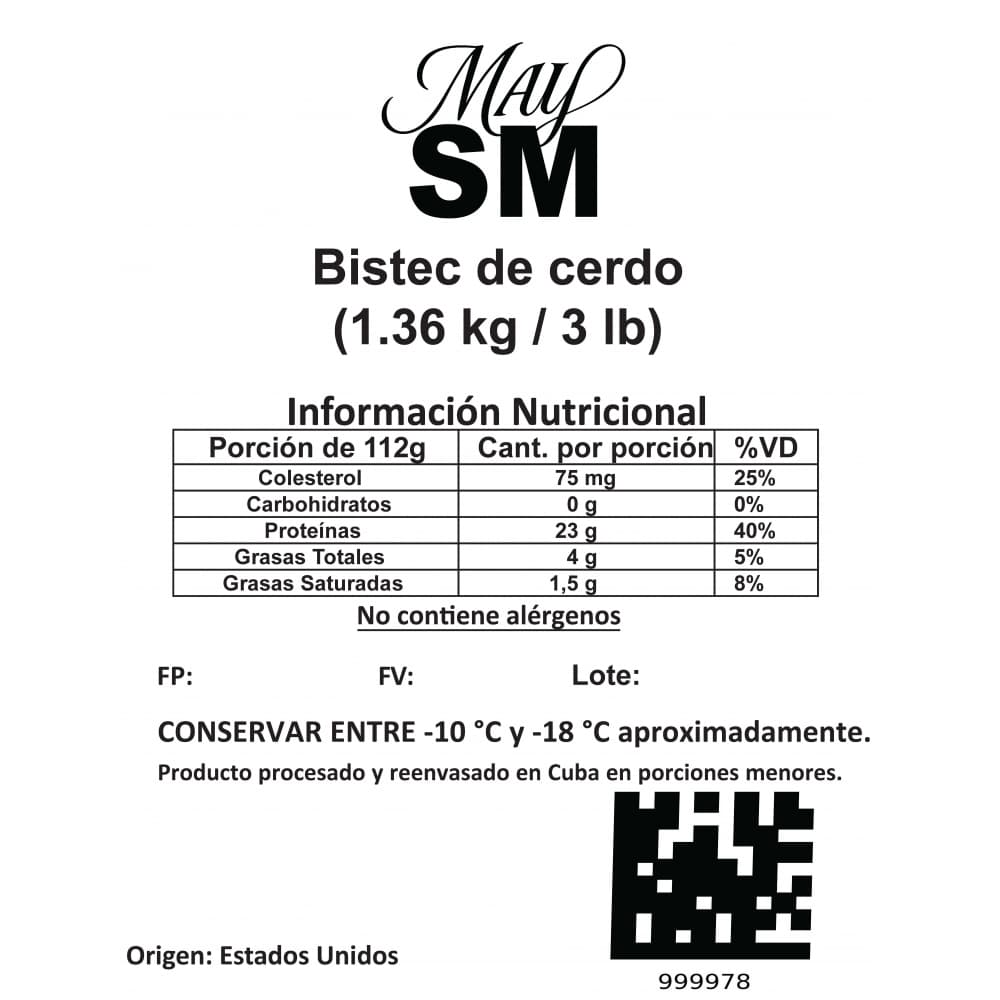 Bistec de cerdo May SM (1.36 kg / 3 lb) - Miniatura 3