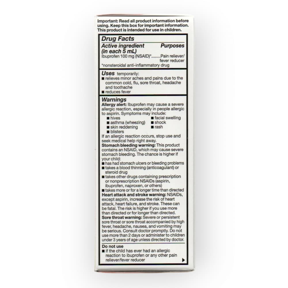 Ibuprofeno para niños en suspensión oral sabor fresa 100 mg / 5 ml Major (120 ml / 4 oz) - Miniatura 4