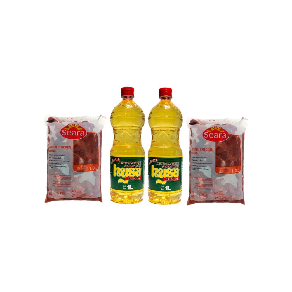 Aceite puro de soya Hysa (2 x 1 L)+Hígado de pollo Seara (2 x 1 kg / 2.20 lb) - Imagen 1
