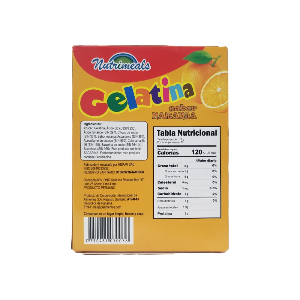 Gelatina sabor naranja Nutrimeals (120 g / 4.23 oz) - Miniatura 2