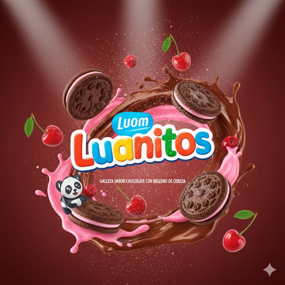 Galletas sabor chocolate rellenas sabor cereza Luanitos Luam (110 g / 3.8 oz) - Miniatura 4