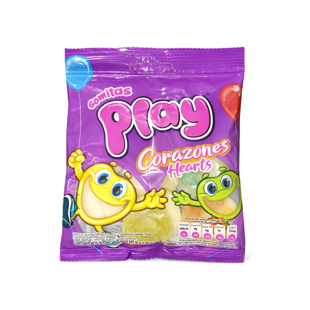 Gomitas de gelatina sabores surtidos a frambuesa, mango y fresa Play (55g / 1.94 oz) - Imagen 1