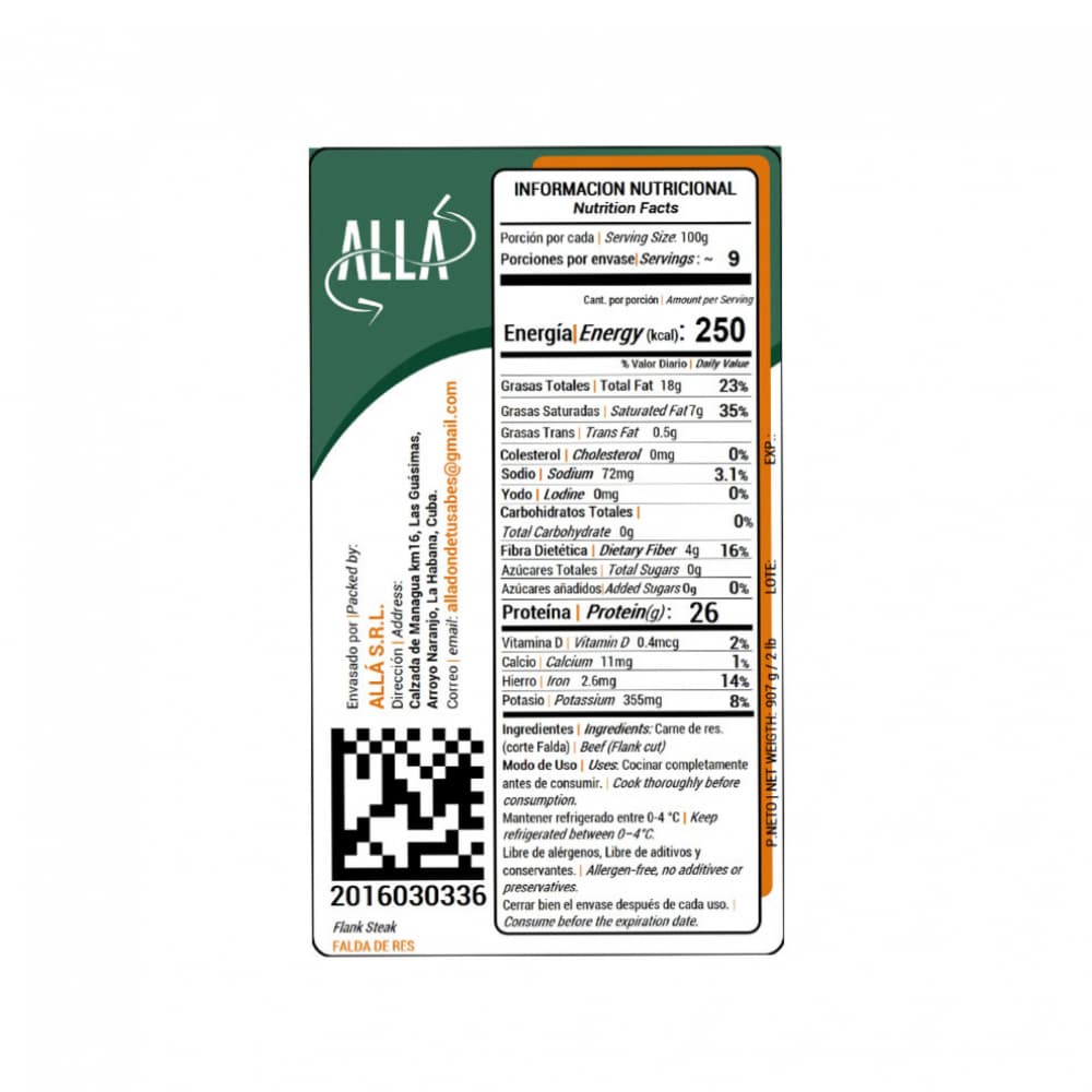 Falda de res ALLÁ (907 g / 2 lb) - Miniatura 3