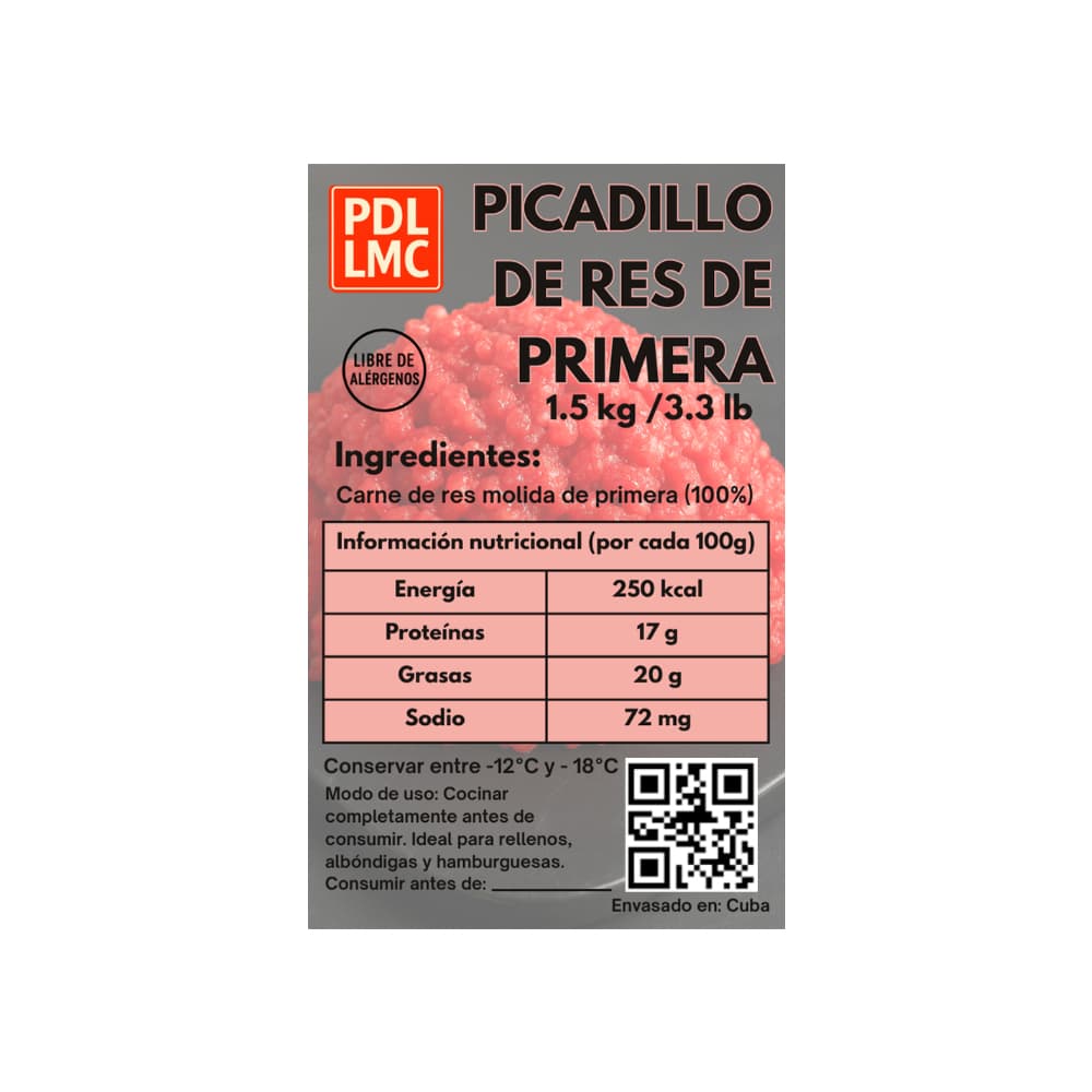 Picadillo de res de primera PDL LMC (2 x 1.5 kg / 3.3 lb) - Miniatura 2