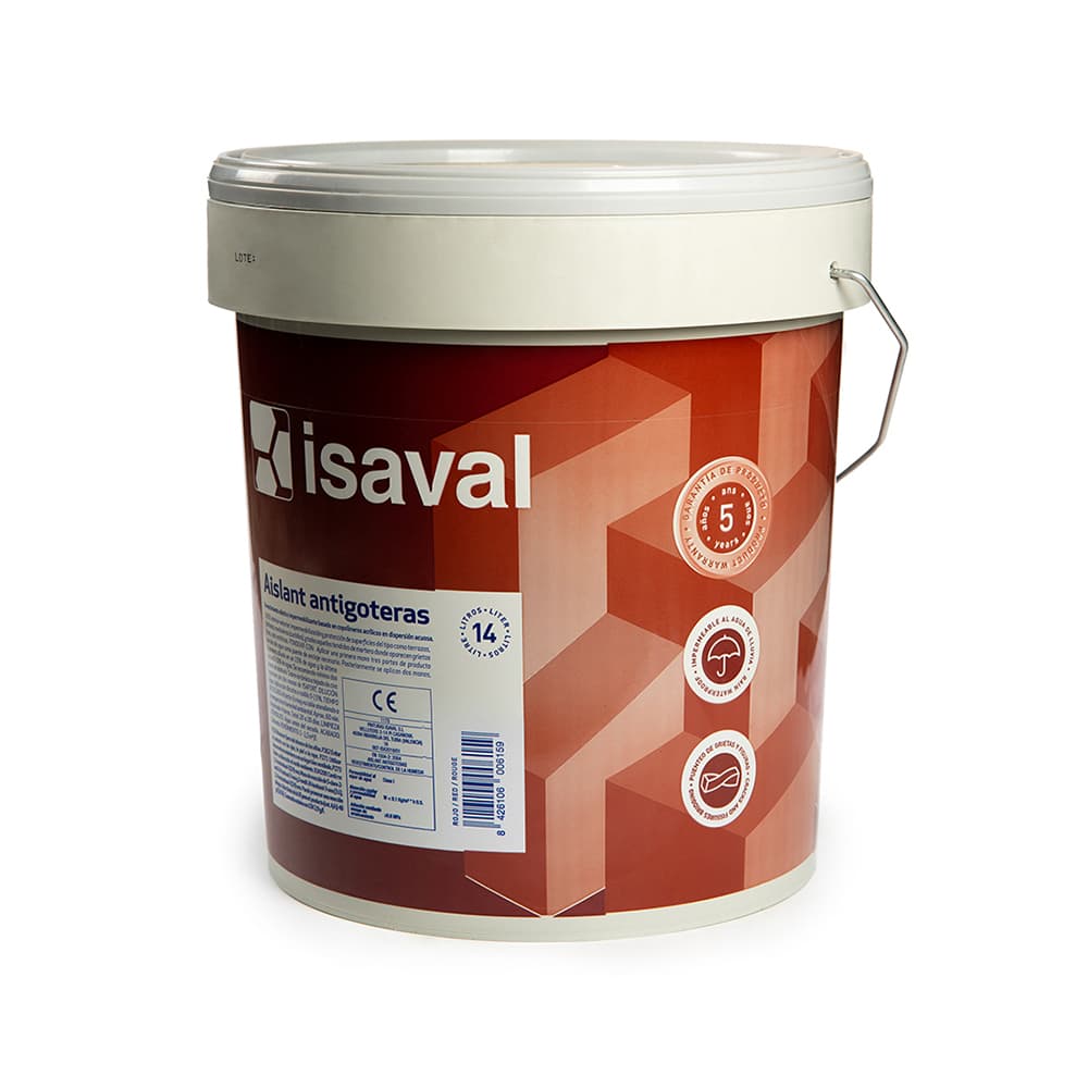 Pintura elástica impermeabilizante color rojo aislante antigoteras Isaval (14 L) - Miniatura 3