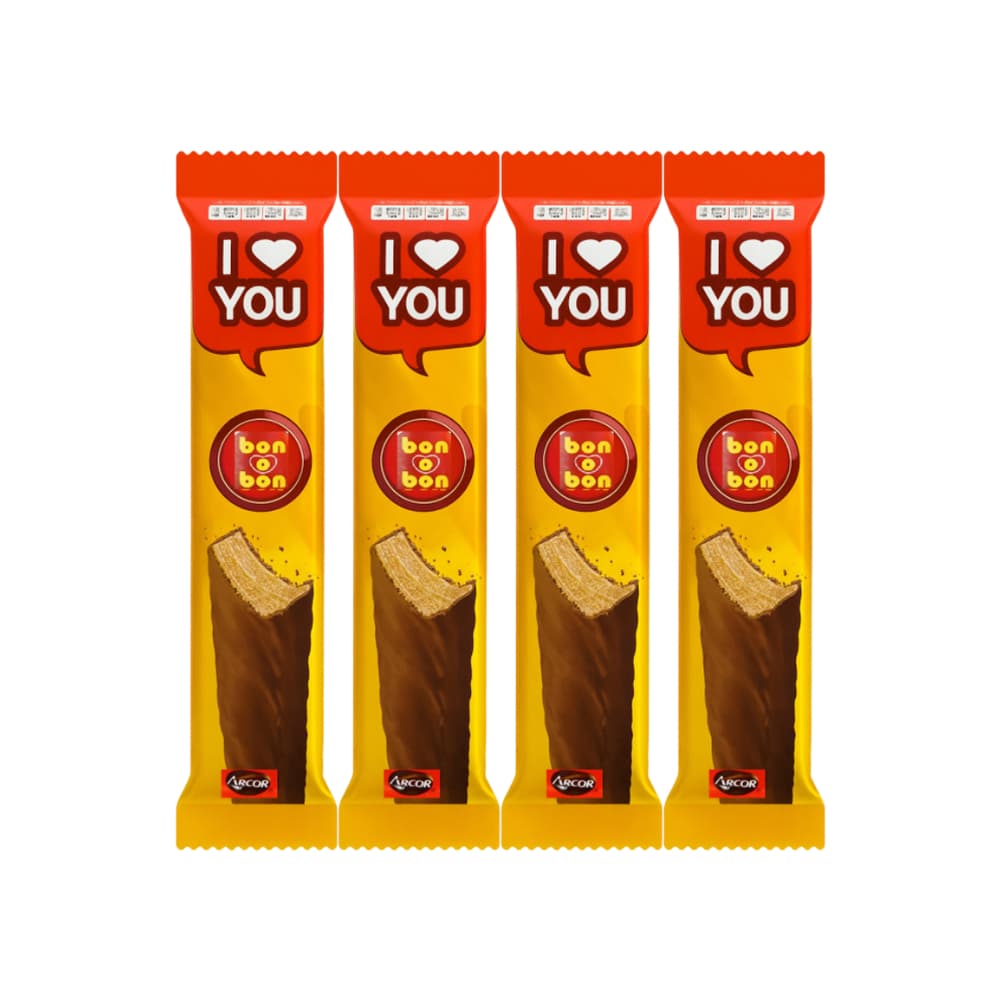 Galleta rellena con pasta de maní con cobertura sabor a chocolate Bon o Bon Arcor (4 x 27 g) - Imagen 1