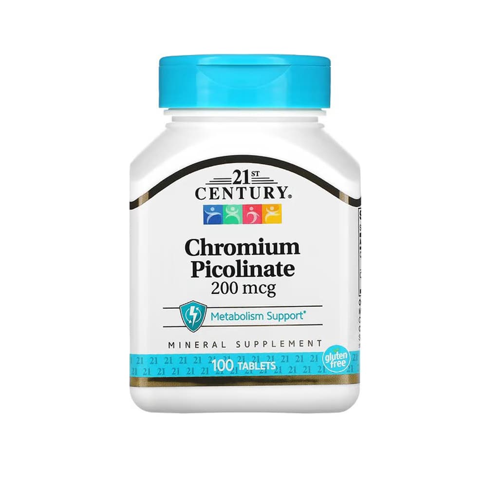 Picolinato de cromo 200 mcg 21st Century (100 tabletas) - Imagen 1