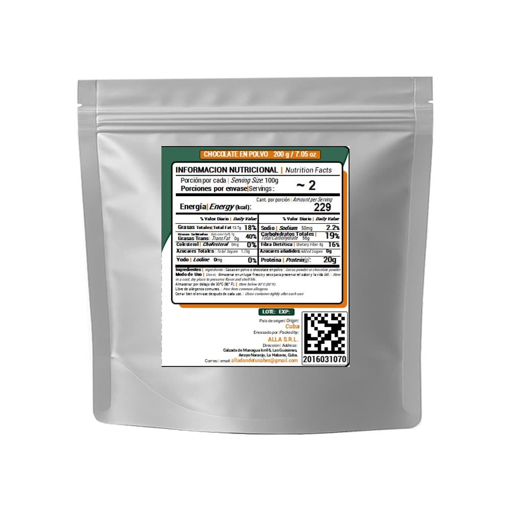 Chocolate en polvo ALLÁ (200 g / 7.05 oz) - Miniatura 2
