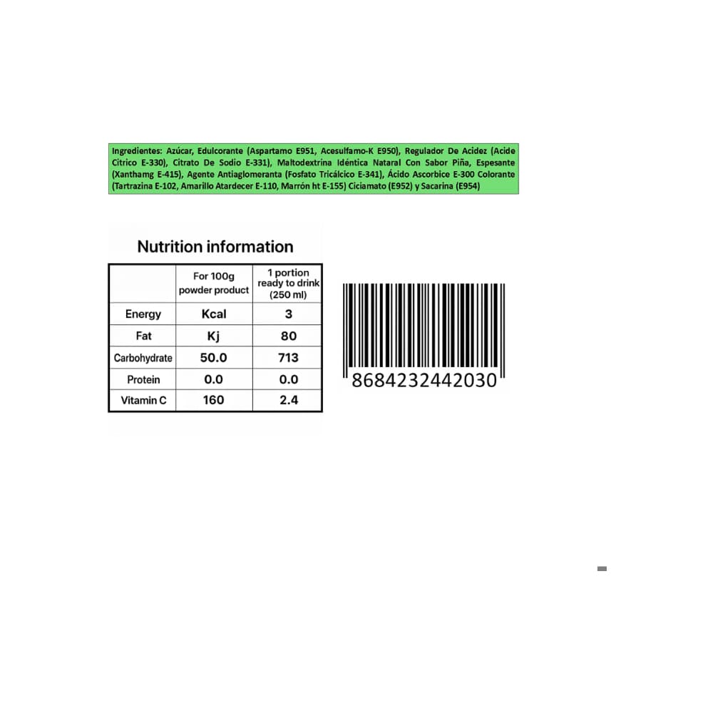 Refresco instantáneo sabor piña Vivi Fresh Erdem (24 x 10 g) - Miniatura 3
