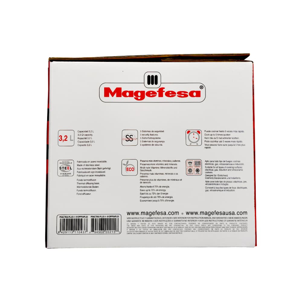 Olla a presión súper rápida de 3.2 L Práctika plus 4 Magefesa - Miniatura 3