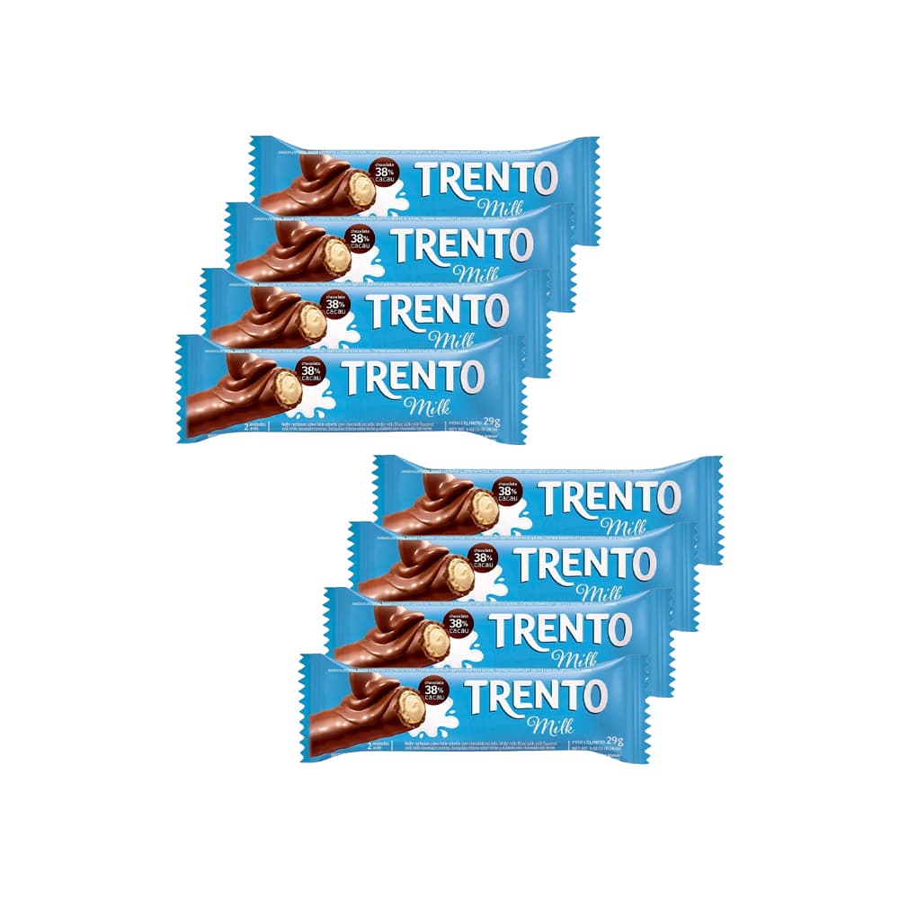 Barquilla rellena sabor leche y cubierta con chocolate con leche Trento (8 x 29 g / 1.02 oz) - Imagen 1