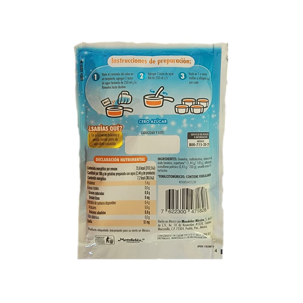 Gelatina sabor mandarina cero azúcar Jell-O (25 g) - Miniatura 3